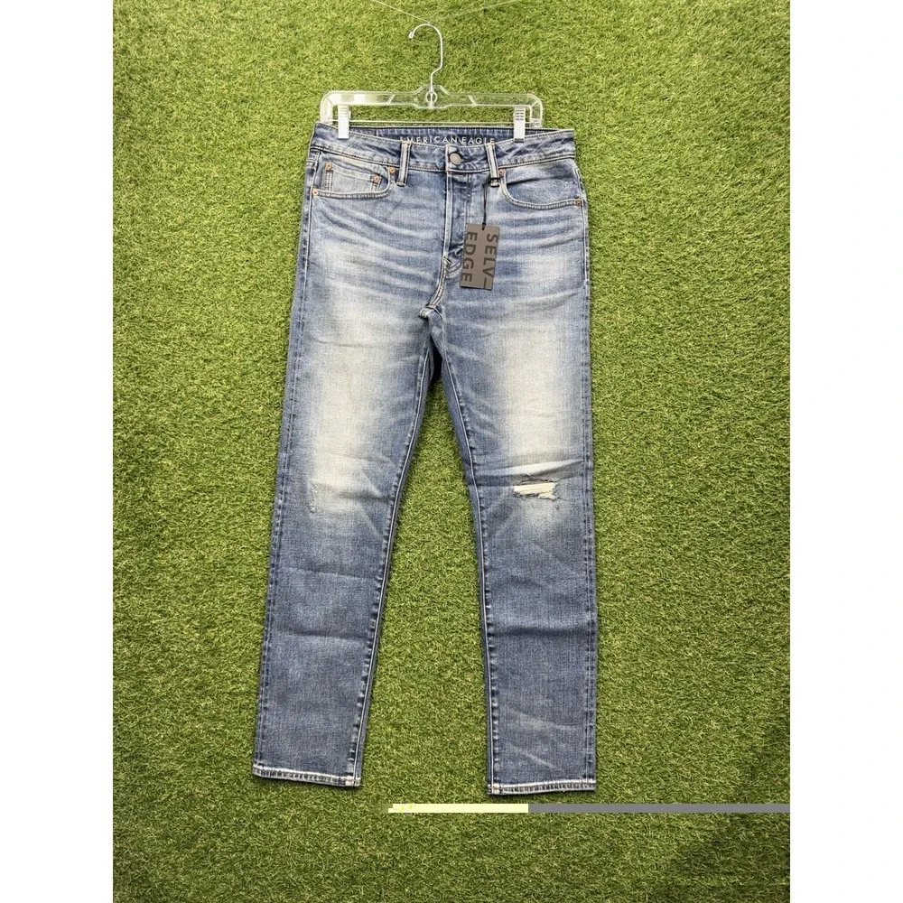 Amercian Eagle Selvedge Jeans Mens 32x32 Slim Fit Original Taper Medium Wash NWT